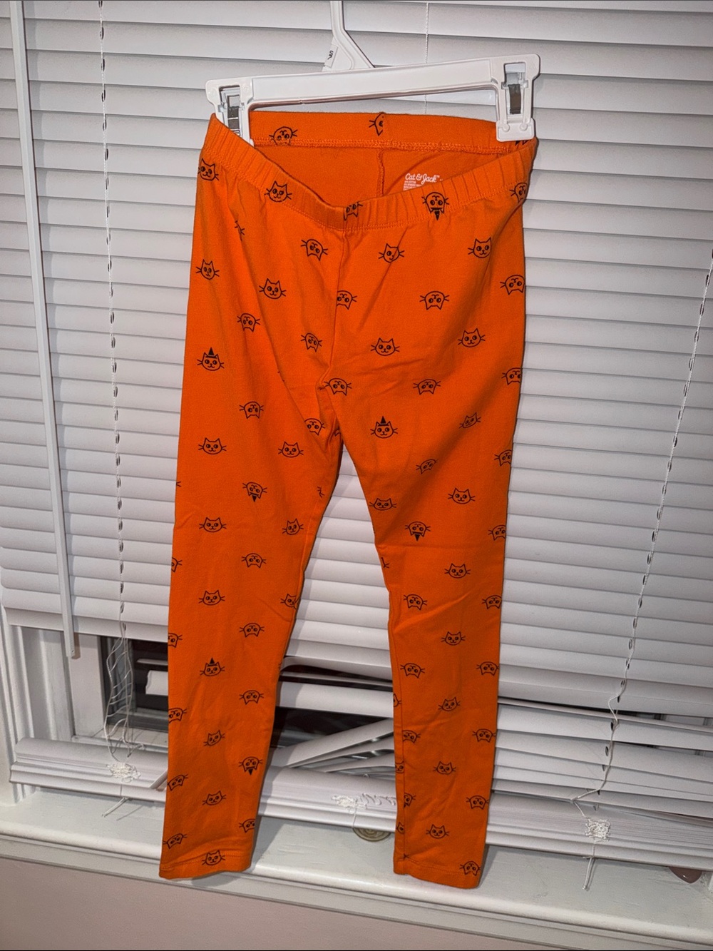 Cat & Jack Orange Leggings with Black Cat Print